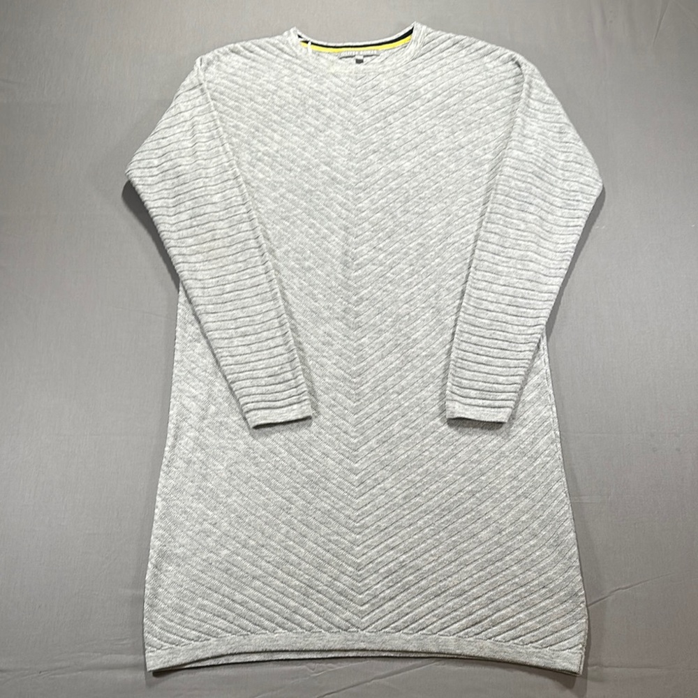 Oliver Bonas Ribbed Knit Sweater Dress, Long Sleeve, Gray, Textured - Womens 8